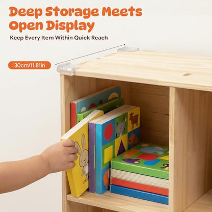 4 Cube Storage Organizer - Solid Wood Bookshelf - Cube Shelf - Vertical or Horizontal Bookcase - Open Book Shelf - Easy Assembly for Bedroom, Living Room, Office - size: 4-Cube