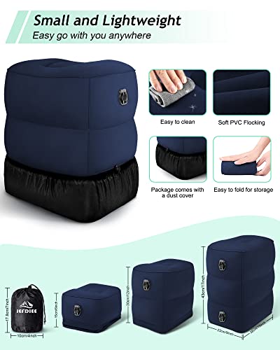Inflatable Travel Foot Rest Pillow, Kids Airplane Bed, Adjustable 3 Layers Height Leg Rest Pillow, Adults Travel Essentials Great for Airplane, Office, Home, Trains, Cars (Blue) - color: Blue