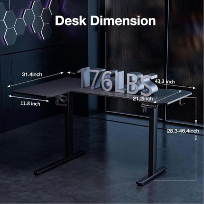 Acrolix L Shaped Electric Standing Desk, 43x31.5 Inch Reversible, Black Carbon - color: Black Carbon, size: 43