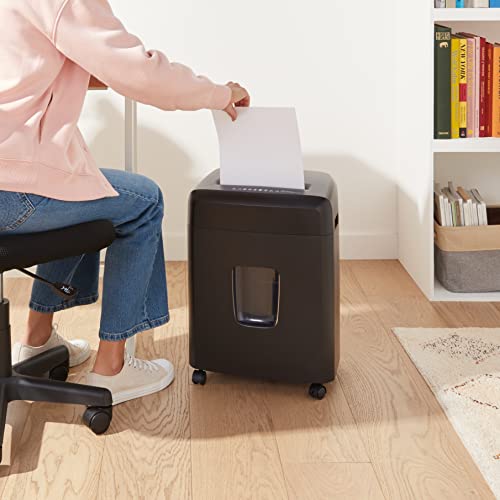 Amazon Basics 15-Sheet Cross Cut Paper Shredder for Home and Office, CD/Credit Card Shredder with 6 Gallon Wastebasket, Black - color: Black, size: 15 Sheet