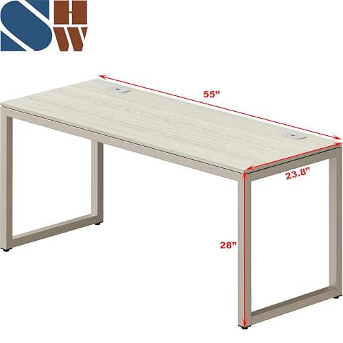 SHW 55-Inch Commercial-Grade Office Computer Desk, Maple - color: Maple, size: 55-Inch
