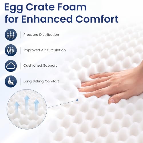 Recliner Seat Cushion, Egg Foam Creat Seat Cushion & Memory Foam Back Pad | Pressure Relief Chair Cushion for Elderly, Wheelchair, Office Chair, 20x20x4in Seat, 20x22x3in Back, Black