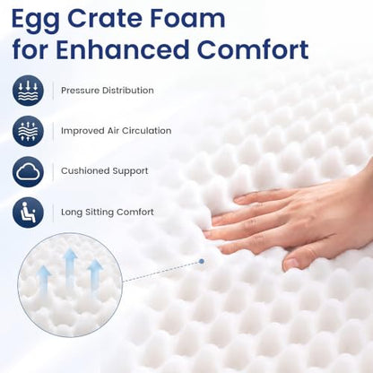 Recliner Seat Cushion, Egg Foam Creat Seat Cushion & Memory Foam Back Pad | Pressure Relief Chair Cushion for Elderly, Wheelchair, Office Chair, 20x20x4in Seat, 20x22x3in Back, Black