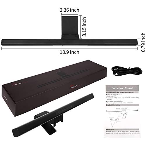 Computer Monitor Light Bar, Screen Light Bar e-Reading LED Task Lamp, Gaming Lights, Touch Stepless Dimming, 3 Color Temperature,USB Powered Monitor Lamps for Desk/Office/Home