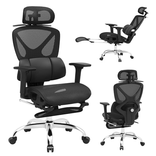Ergonomic Office Chair, Home Office Desk Chairs with 3D Headrest Armrests | Freepub Computer Gaming Chair with Adjustable Lumbar Support, Big and Tall High Back chairs for Man Women, 350lbs, Black