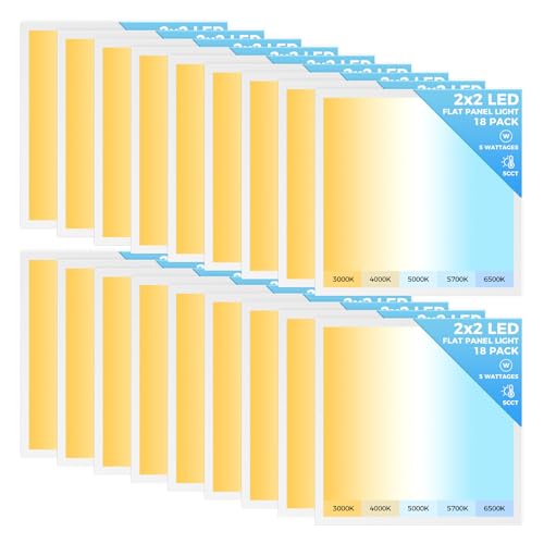 AIKVSXER 18 Pack 2x2 LED Flat Panel Light, Recessed Drop Ceiling Light Kitchen Lighting Fixtures,Bright 6500LM,0-10V Dimmable,Switchable 3000K/4000K/5000K/5700K/6500K, 30W/35W/40W/45W/50W - size: 2x2-18p