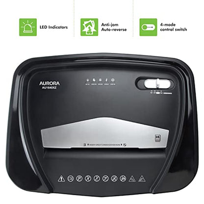 Aurora Anti-Jam 16-Sheet Crosscut Paper/CD and Credit Card Shredder/ 5-Gallon pullout Basket 30 Minutes Continuous Run Time - style: 16-Sheet CrossCut Shredder