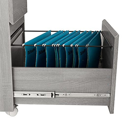 2‑Drawer Rolling File Cabinet with Lock, Under‑Desk Storage & Wheels, Grey