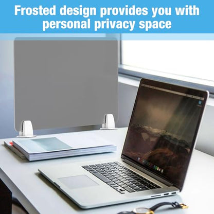 Desk Divider 4 Pcs Desk Privacy Panel 23.6''L x 15.8W'' Office Partitions Grey Acrylic Panel Pack of 4 Desk Divider Partition with Adjustable Universal Base - size: 23.6''L x 15.8W''