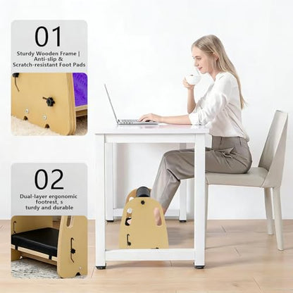 Under Desk Foot Rest,Massage & Leather Pads,Height Levels-Purple - color: Purple