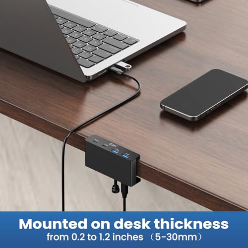 EJAY Clamp 10Gbps USB Hub 4-Port (2A2C) Hub for iMac & PC - color: Black
