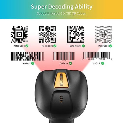 NETUM Upgraded QR Industrial Bluetooth Barcode Scanner with Charging Dock
