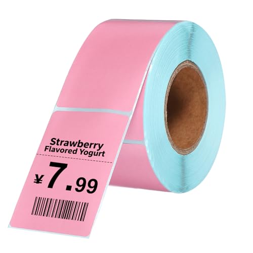 PATIKIL 500 Pcs Thermal Labels, 1.57x2.36 Inch Thermal Printer Labels Stickers Self Adhesive Tags Rectangle Paper Roll Small for Printer Shipping Label Mailing UPS Barcode Address, Pink - color: Pink, size: 40x60mm
