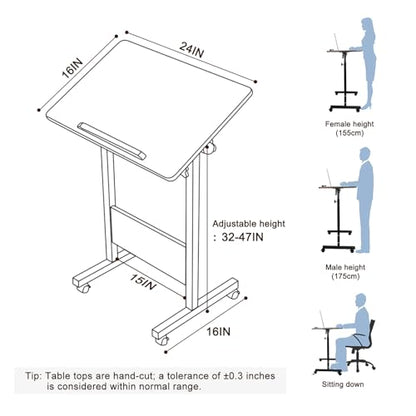 KOUPA Height Adjustable Flip Standing Desk with Wheels,24Inch - size: 16x24IN