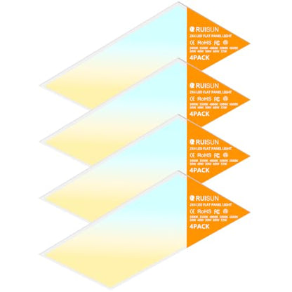 4 Pack 2x4 LED Flat Panel Lights with 5CCT Selectable, 9576LM, ETL | 72W/60W/50W/40W/30W,6500K/5000K/4000K/3500K/3000K,0-10V Dimmable, LED Drop Ceiling Fixtures for Office Meeting Classroom - size: 2x4FT 4PACK