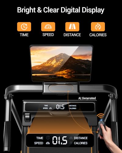 16% Incline Walking Pad Treadmill, 3-in-1 Under Desk Treadmill with Handles | Foldable, Compact, Portable Treadmills for Home Small, 2.5HP Quiet Brushless, 330 LBS Capacity, Home Office, LED Display