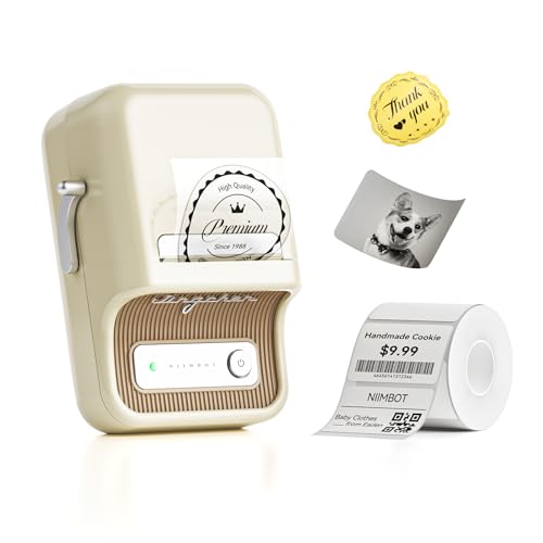 NIIMBOT B21 Label Maker, Portable Bluetooth Label Printer for Small Business, Sticker Maker with Tape for Gift Barcode, Clothing, Retail, Bakery, Mailing, Candles, Jewelry, Craft Organizing,White