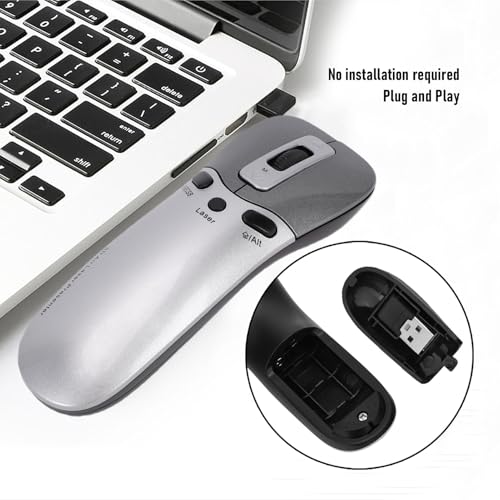 Naroote 2.4G Wireless Presentation Clicker Mouse, Gyroscope Technology Remote Control with Plug and Play USB Interface, for Presentation Remote