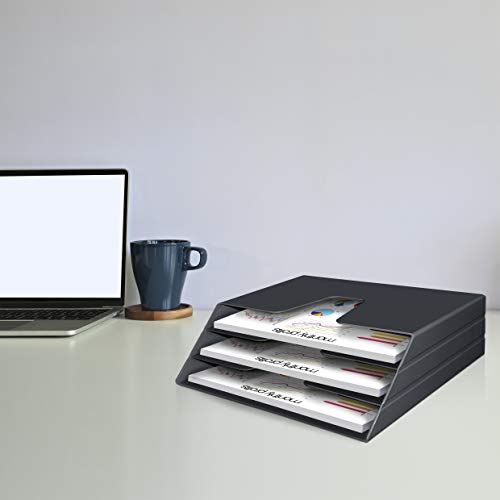 Acrimet Horizontal Triple File Folder Organizer Sorter, Letter Size, Black