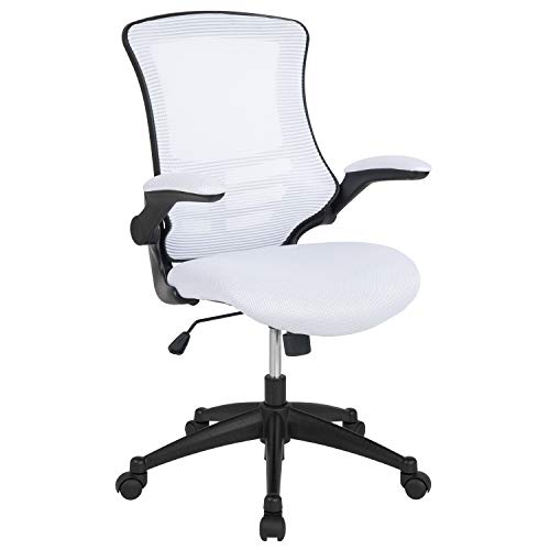Flash Furniture Kelista Office Chair, Ergonomic, Mid-Back, Black Mesh with Swivel | Swivel - color: White Mesh, size: Set of 1
