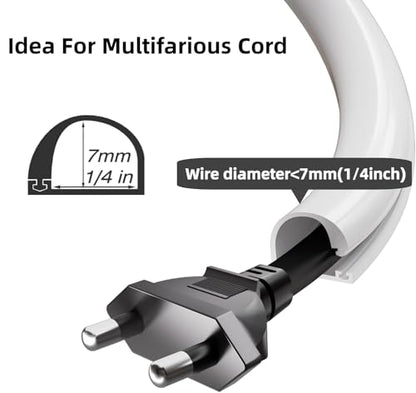 39" Flexible Silicone Cord Hider - Self-Adhesive Side-Opening Cable Cover for Wall Mounted TV, Home & Office Wire Management (Fits 1 Cord <1/4")