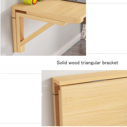 Folding Wall Desk Wood Wall Mounted Folding Table Floating Kitchen Desk Drop Leaf Workbench Fold Down Laundry Room Shelf(70x40cm/28x16in) - size: 70x40cm/28x16in