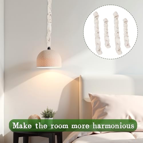 4 Pcs Chandelier Chain Cover, Fabric Cord Cover 6 Feet and 4 Feet Chain Cable Sleeve Chandelier Lighting Wire Cord Cove Easy to Install for Lamps Light Fixtures Lighting Wire Cable Management Hiding