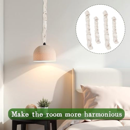 4 Pcs Chandelier Chain Cover, Fabric Cord Cover 6 Feet and 4 Feet Chain Cable Sleeve Chandelier Lighting Wire Cord Cove Easy to Install for Lamps Light Fixtures Lighting Wire Cable Management Hiding