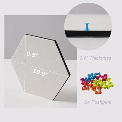 LAJAR 8 Pcs Self Adhesive Large Felt Bulletin Board Tiles | Hexagon Color Felt Pin Board Wall Tiles for Photos, Pictures, Memos - color: Cyanine