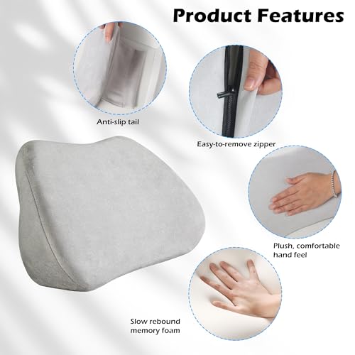 Lumbar Support Pillow for Car Lower Back Cushion, Gray, 1 Pack - color: Gray, size: Lumbar 1P