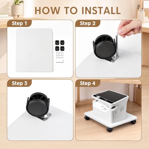 Beeveer 2 Pcs White Under Desk Printer Stand 20 x 16 x 3.2 Inches - color: White, size: 20 x 16 x 3.2 Inches