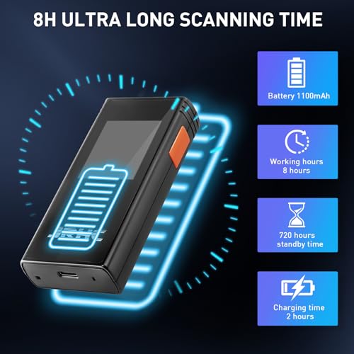 Barcode Scanner Wireless, 1D 2D Mini Bar Code Scanner with 1.77 Inch Display Screen, Rechargeable Portable Handhold Barcode Reader with 2.4G Wireless Receiver Plug and Play