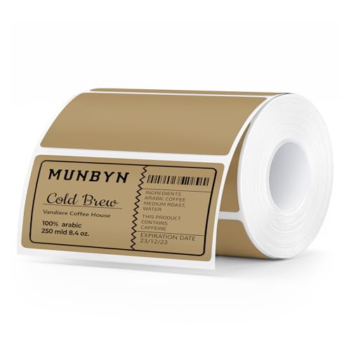 MUNBYN 4x2 Thermal Labels, 500 Sheets/1 Roll, Brown - color: Brown, size: 4x2"