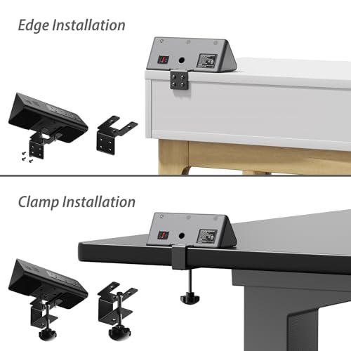 Upgraded,Desk Edge Clamp Mount Power Strips with USB Ports, PD20 W Fast Charging USB-C Port and 3 AC Outlets, Nightstand Charging Station,Office Tabletop Accessories,5.6 Ft Extension Cord