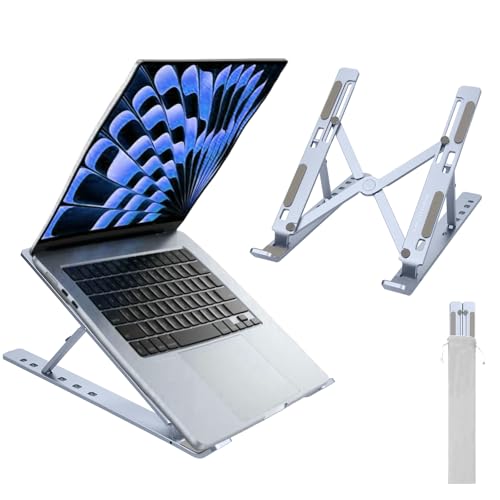 Ergonomic and Foldable Laptop Stand for Desk, Adjustable Riser, Fits All Laptops and Notebooks up to 17,Ultra-Thin,Ventilated Cooling,ABS+Silicone,Midnight. - color: Midnight