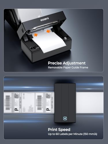 MUNBYN Bluetooth Thermal Label Printer, Wireless 4x6 Shipping Label Printer - color: Black