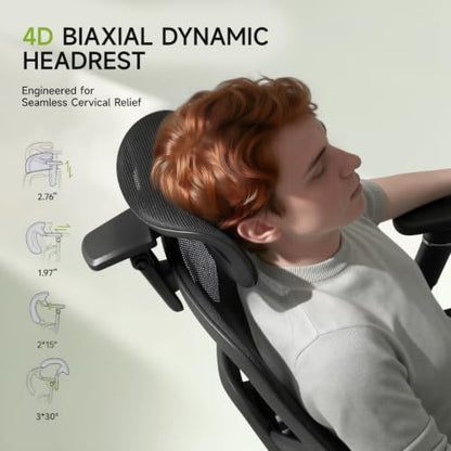 S9 Ergonomic Office Chair 3-Zone Lumbar Support for Back Pain Relief - color: Breathable Black