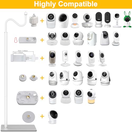 iTODOS Baby Monitor Floor Stand Holder Mount Compatible with HelloBaby HB6550/6560,Infant Optics DXR-8 Pro,Nanit Pro & Flex Stand,VTech VM819/VM901,Momcozy,Owlet,eufy,Babysense,Motorola