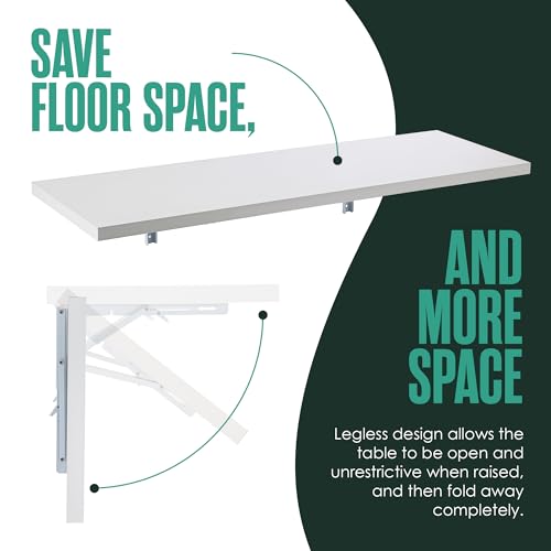 Wall Mounted Desk, Murphy Desk, Wall Mounted Folding Table, 48x16 White | Houseables Laundry Folding Table, Fold Down Work Bench, Foldable Station, Floating Bar, Hanging, Dining, Kitchen, Clothes - color: White