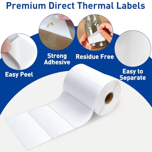 ESSENTIAL 4" x 2" Direct Thermal Labels,1" Core (750 Labels, 1 Roll) - size: 4"x2"