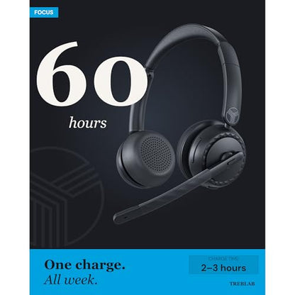 TREBLAB C7-Pro Wireless Bluetooth Headset, 60H Playtime, Bluetooth 5.3