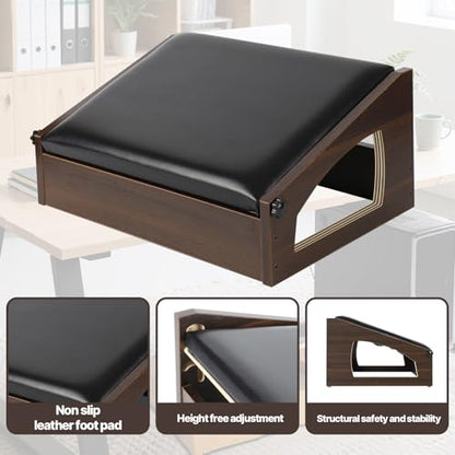Ergonomic Foot Rest Under Desk,4 Adjustable Height Foot Stool ﻿ - color: Espresso02