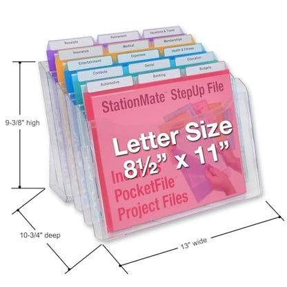 Ultimate Office Step UP File Desktop Organizer Plus 18 Color Poly Folders - style: 1Desk File + 3rd-Cut