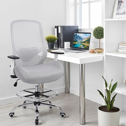 Drafting Office Chair Big and Tall 450lbs Heavy Duty for Standing Desk - color: Grey