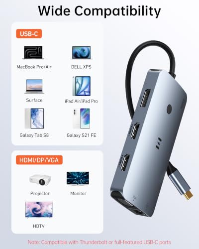 Selore USB C Docking Station Dual Monitor,Laptop Docking Station 3 Monitors - color: Dark Gray