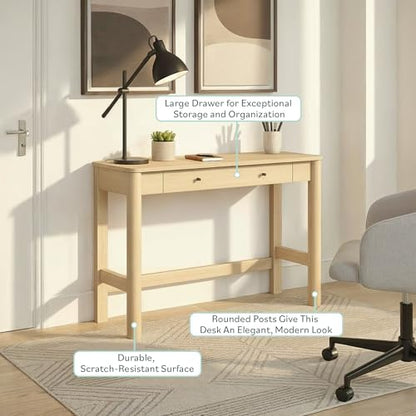 Walker Edison Penelope Modern Writing Desk with Drawer Storage, 44 Inch, Coastal Oak - color: Coastal Oak