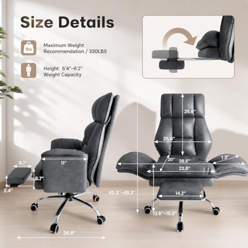 Big and Tall Office Chair with Footrest & Flip Armrests - color: Pink