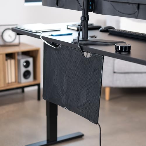 VIVO Black 24 inch Under Desk Privacy and Cable Management Organizer Sleeve, Wire Hider Kit Panel System, DESK-SKIRT-24 - size: 24" Panel