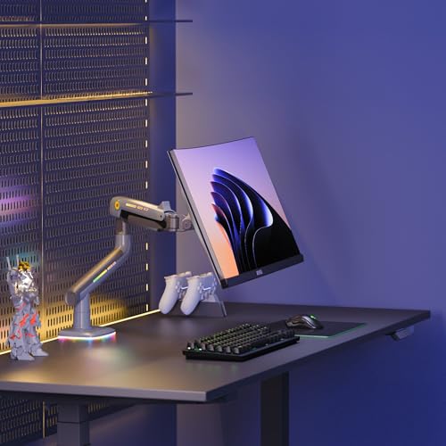 NB Gaming Monitor Arm or for 32 to 60 Inches Screen, Load up to 20 kg, VESA 75/100, RGB-Light, Heavy Duty, Multi Angle Adjustable, Premium Aluminum, Lake Blue - color: Lake Blue