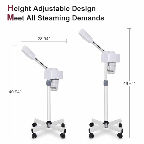 Saicool Professional Facial Steamer - Standing Ozone Facial Steamer on Wheels w Hot Mist for Facial Treatment Personal Care for Spa Salon Home Use - size: Professional Facial Steamer